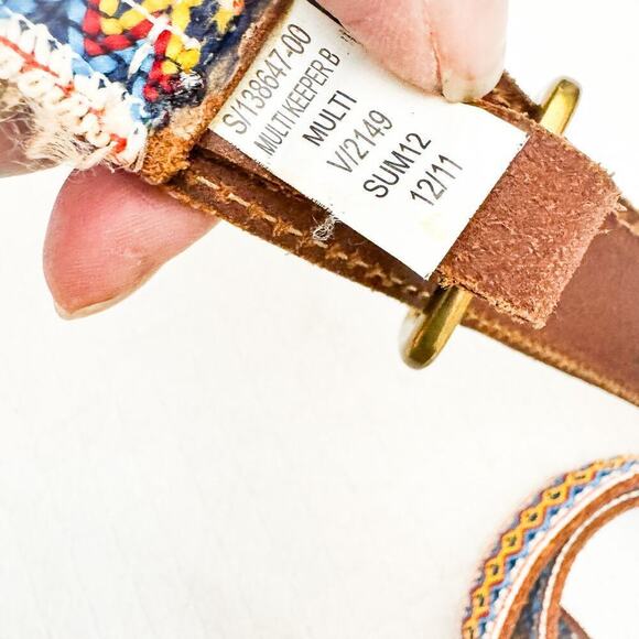 Gap Bohemian Textured Woven Leather Belt Gold Brass Accents Size XS - Picture 2 of 4